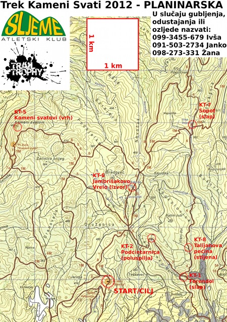 Karta u punoj rezoluciji za Trek Kameni Svati 2012 - planinarska staza